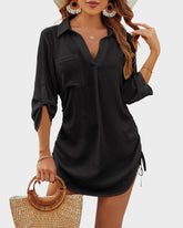 Emoswimsuit - Coverup Drawstring Beach Dress Shirt